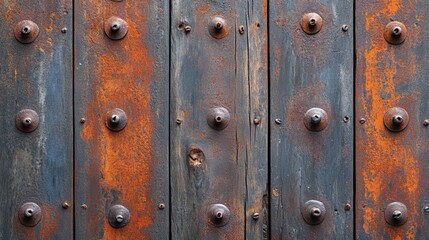 Fototapeta premium Wood wall with rusty steel metal and nail texture background