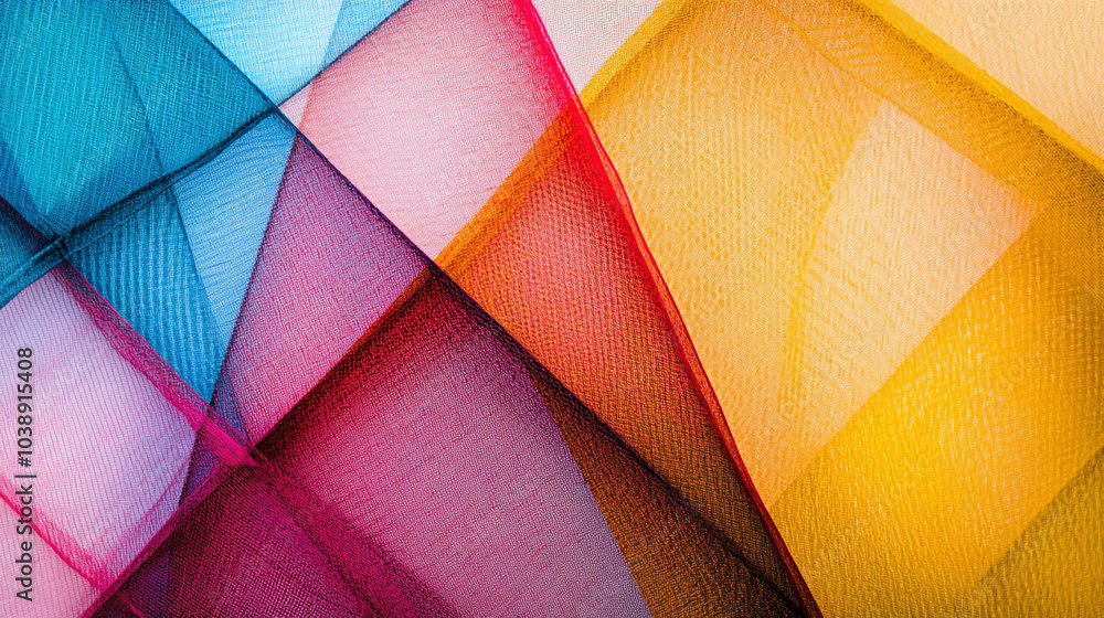 Poster vibrant abstract pattern with overlapping geometric shapes in bright colors and textures
