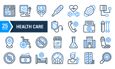 25 Blue Healthcare Icons for Web and Mobile Design.