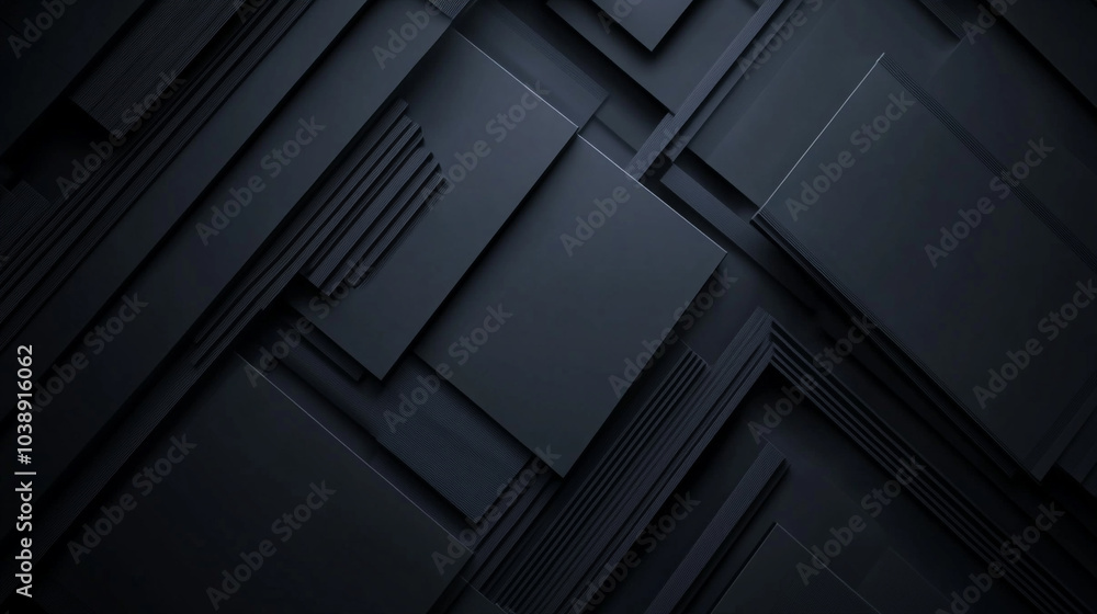 Poster abstract composition of layered black panels creating a modern artistic texture and depth