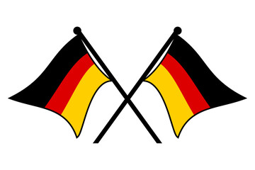 Vector of two crossed Germany flags on a black pole with editable 3d flat style icon and scalable eps file illustration for design element, emblem, poster, etc.