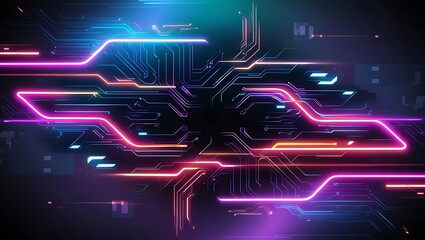 Obraz premium Blue and purple abstract futuristic technology background. Generative Ai.