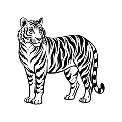 Tiger  logo vector icon illustration line outline on white background.