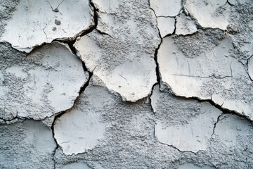 Fototapeta premium Weathered light grey concrete wall texture with rough cracks