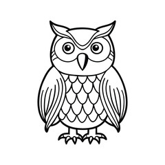 Owl line out illustration vector icon on white background.	