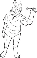Pitbull Darts Dart Animal Vector Graphic Art Illustration