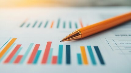 Close-up of a business plan with market research data, strategic business development