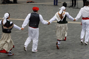 Basque folk dancers during a performance