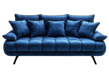 Blue futon sofa isolated on transparent background, png file, no background png file