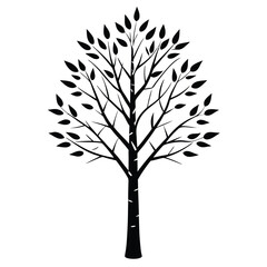 Elegant natural birch tree silhouette vector art for nature-themed designs, eco-friendly projects, and environmental branding. Perfect for digital or printable decor.