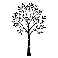 Obraz premium Elegant natural birch tree silhouette vector art for nature-themed designs, eco-friendly projects, and environmental branding. Perfect for digital or printable decor.
