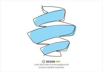 Ribbon banner in sketch style. Hand drawn vector illustration isolated on white background.