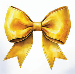 Yellow bow coquette bow isolated on white background, yellow bow vector design, isolated coquette file  Illustrator Artwork