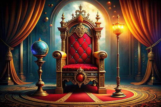 Majestic throne flaunting an intricate King Card, a testament to regal dominance.