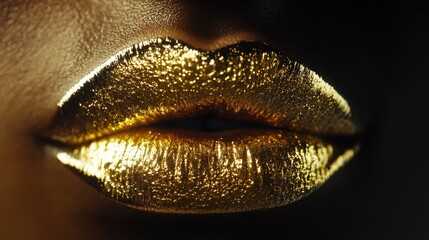 Gold lips. Premium fashion background