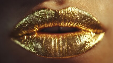 Gold lips. Premium fashion background