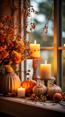 Halloween pumpkin and candle