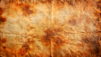 Textured paper background with vintage brown stains and a crumpled appearance
