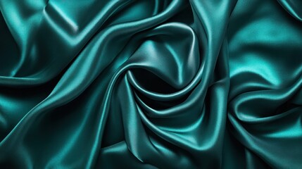Fototapeta premium Teal Silk Fabric Texture
