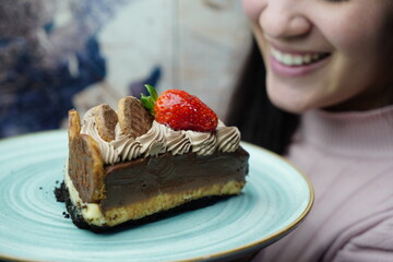 Fatia de Torta Doce com Morango