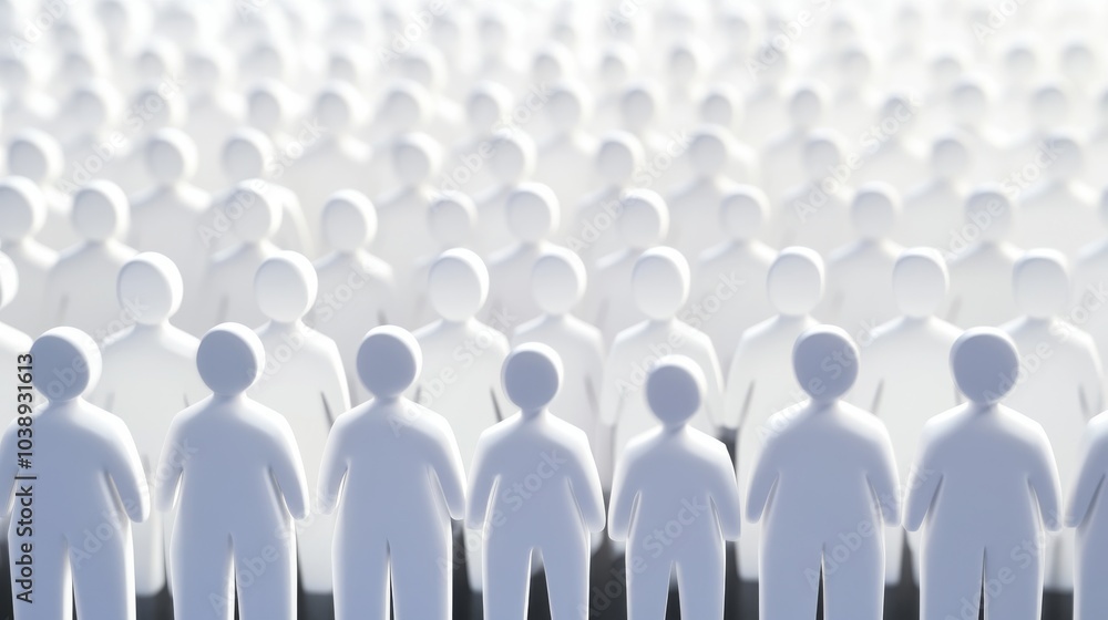 Poster a diverse crowd of white figurines representing unity and togetherness in a vibrant community settin