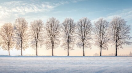 Row of Trees in a Snowy Field