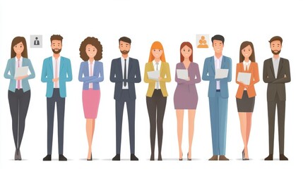 Fototapeta premium A diverse group of professionals standing together, showcasing teamwork and collaboration in a modern office environment.