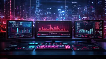 Obraz premium Computer displaying graphs and charts, symbolizing data analysis 
