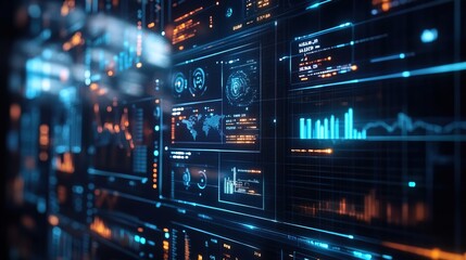 Obraz premium Computer displaying graphs and charts, symbolizing data analysis 