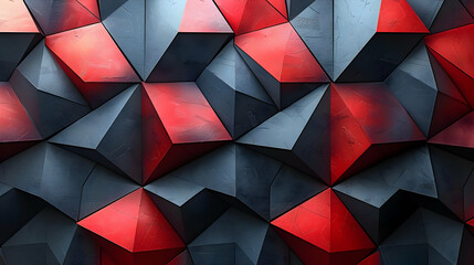 Abstract 3D Geometric Red and Black Pattern