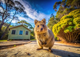 Naklejka premium Unveiling the whimsical world of Quokkas through the lens of architectural photography.