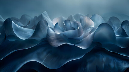 Fototapeta premium Abstract 3D Blue Swirling Waves Background