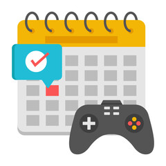 Calendar with gamepad icon, game schedule vector   © Vectorslab