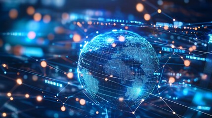 Digital Globe Connected by Lines and Points