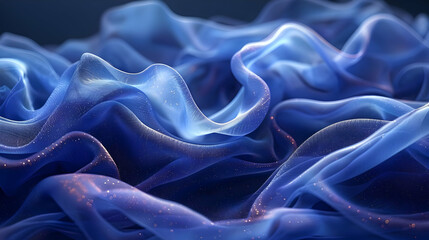 Obraz premium Abstract Blue Fabric with Golden Sparkle 3D Illustration