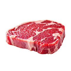 A raw, red meat steak with visible marbling and fat Transparent background