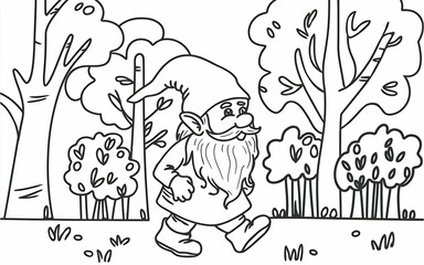 person in the garden coloring page illustration design and white background 