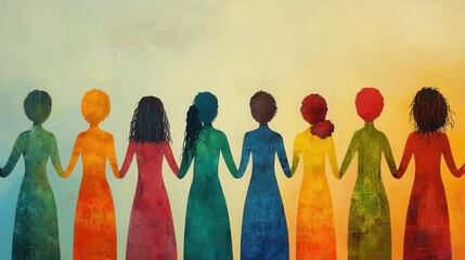 Global community advocating for equality, fostering solidarity and unity, flat design illustration