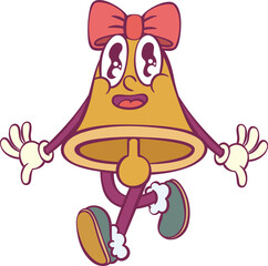 Bell retro groovy cartoon character mascot