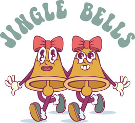 Bell retro groovy cartoon character mascot