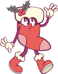Christmas retro groovy mascot characters