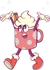 Christmas retro groovy mascot characters