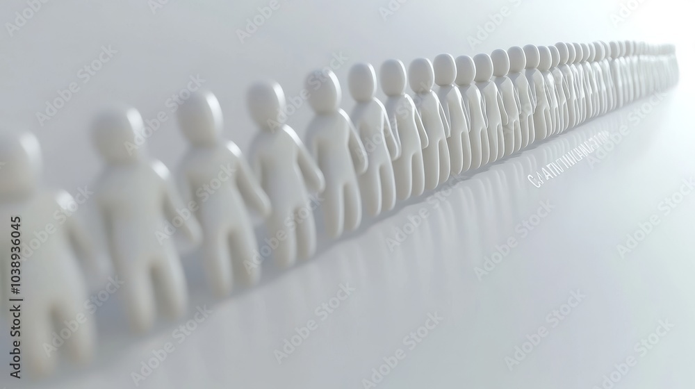 Aufkleber a row of white figurines representing unity and diversity, ideal for concepts of teamwork and collab