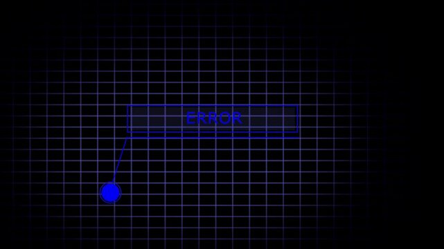 error text animation. modern digital trends with sleek visuals and fluid transitions. Animate a blue callus for text. HUD text error animation concept. on black background.