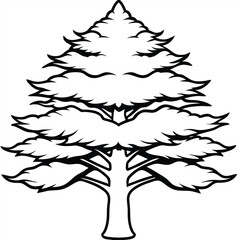 Elegant cedar tree silhouette vector art perfect for nature-themed designs, landscapes, and eco-friendly branding. Versatile for decor, posters, and digital projects.