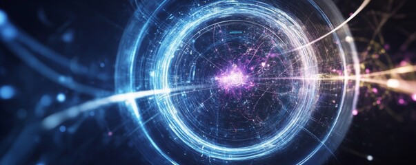 Obraz premium A stunning abstract representation of energy and light, showcasing vibrant colors and intricate patterns in a cosmic design.