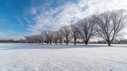 Winter Wonderland: Frosted Trees and Snow-Covered Field