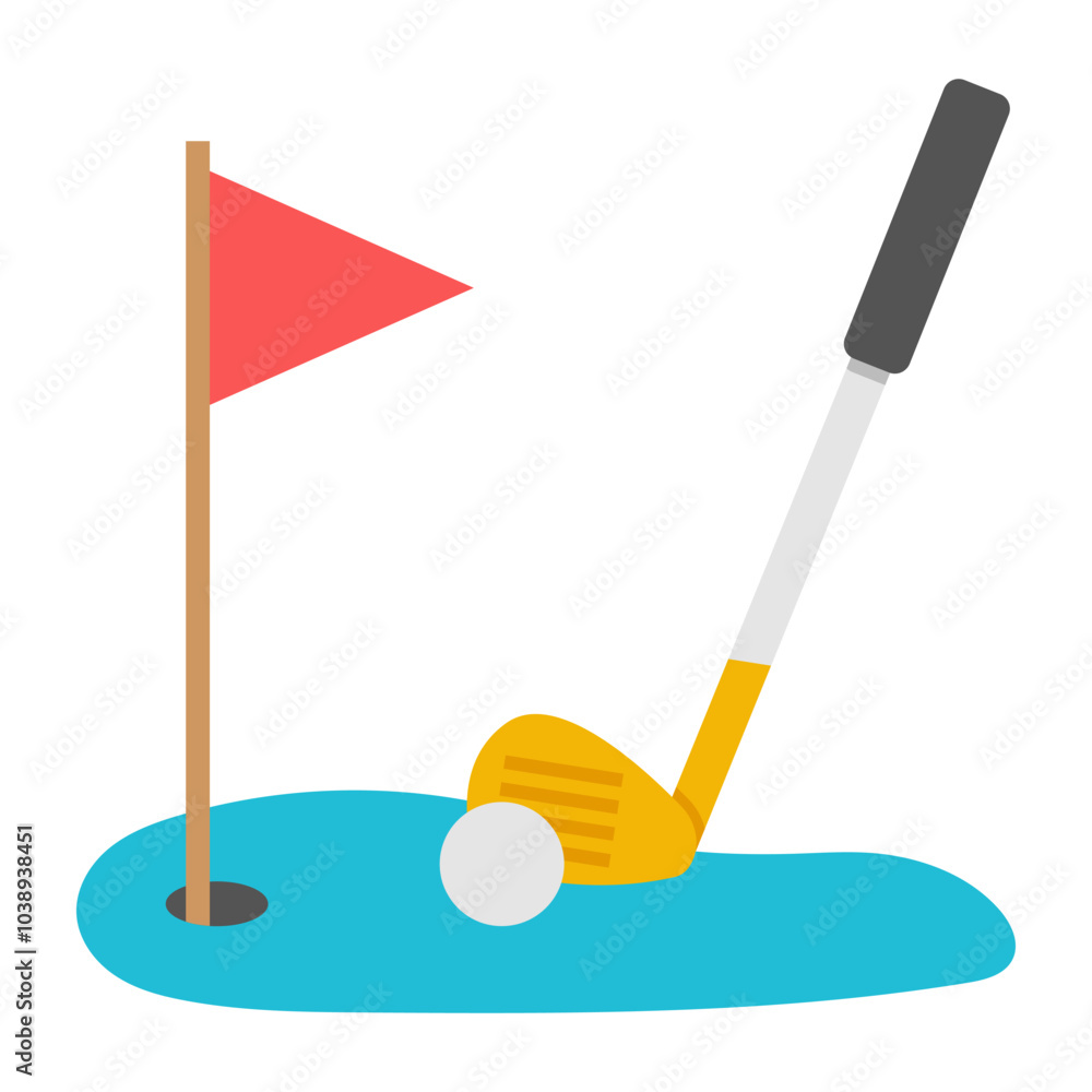 Sticker Flag with ball denoting concept of golf course

