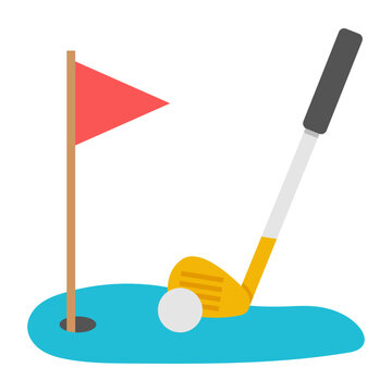 Flag with ball denoting concept of golf course


