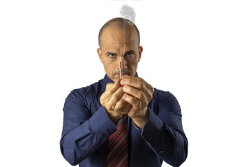 48 year old Brazilian man, facing the camera and holding a match access_formal clothing_12.